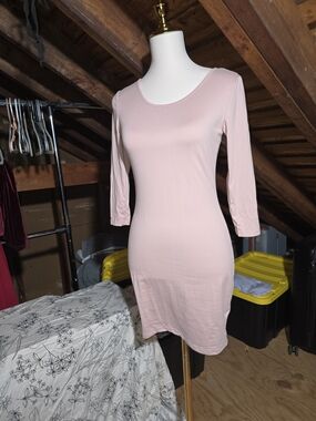 Say What? Blush Pink Scoop Neck Bodycon Mini Dress